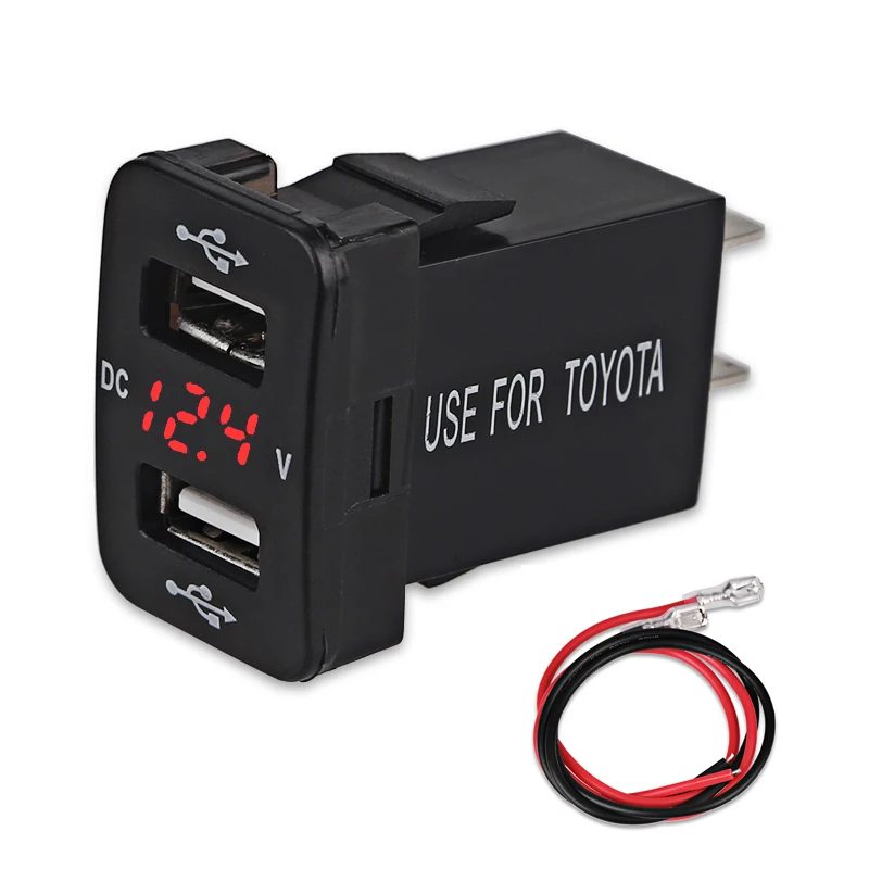 FISHBERG 5V 4.2A USB двойное автомобильное зарядное устройство цифровой светодиодный вольтметр 12v 24v Автомобильное USB зарядное устройство с кабелем для Honda