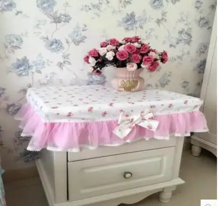 Pastoral style pink floral table cover tablecloth dresser desk cloth dust cover customized size