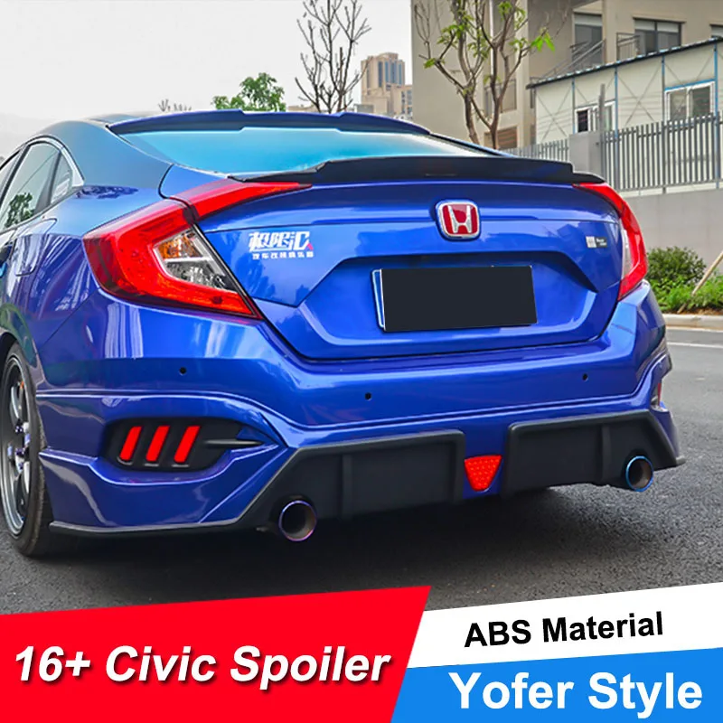 JNCFORURC Задняя Крышка багажника автомобильные Спойлеры для Honda Civic 2016 седан 4D стиль