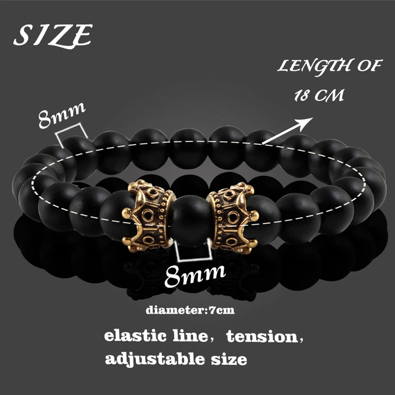 2018 Hot Natural Stone Bracelet Trendy Lava Crown Charm For Men Or Women Jewelry Pulseira Hombres Gift | Украшения и аксессуары