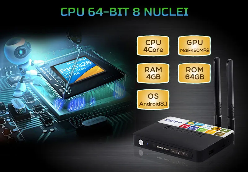 CSA93 Plus Android 8,1 ТВ приставка RK3328 Четырехъядерный 4 ГБ ОЗУ 64 Гб ПЗУ USB 3,0 Смарт медиаплеер 2,4G/5G двойной Wifi BT 4,0 телеприставка
