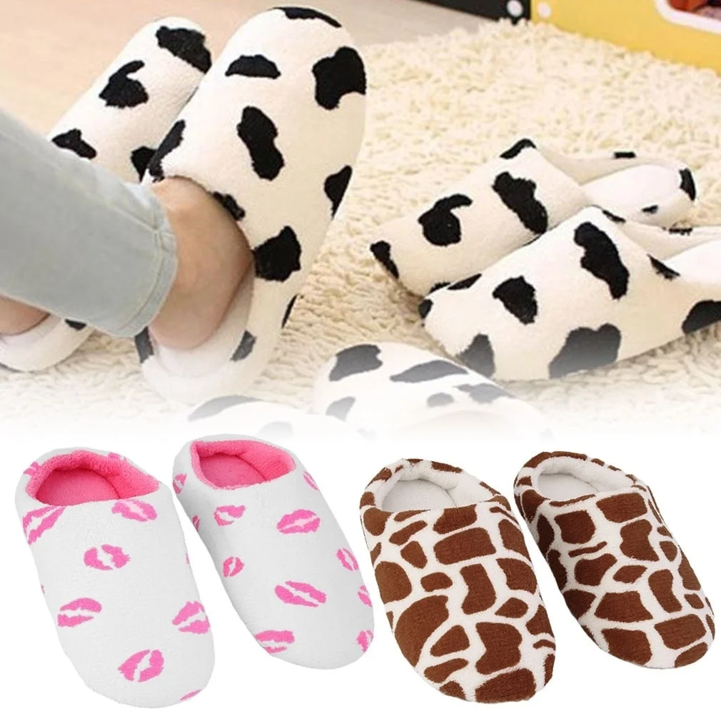 Женская зимняя домашняя обувь Теплые плюшевые домашние мягкие хлопковые тапочки