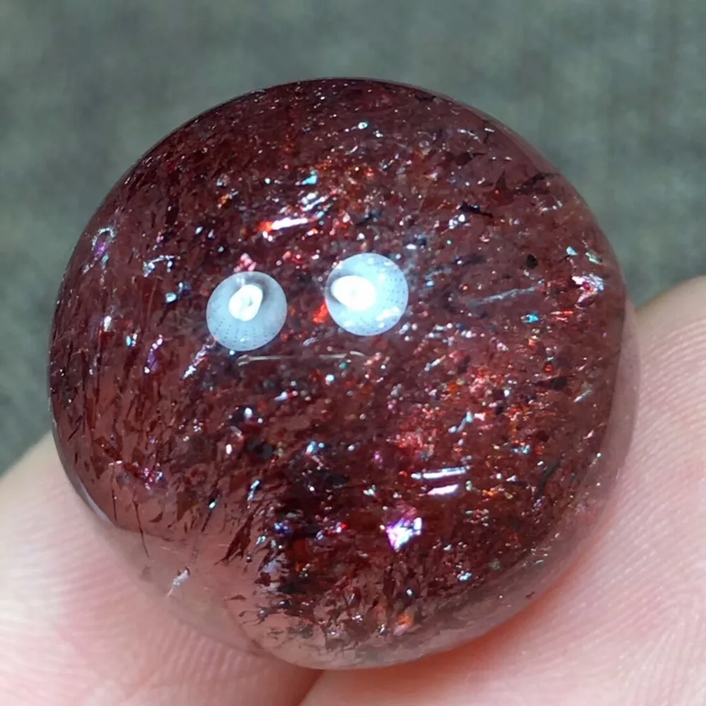 Подлинная натуральная Lepidocrocite кварц супер семь Золотая клубника 18 мм шар Сфера