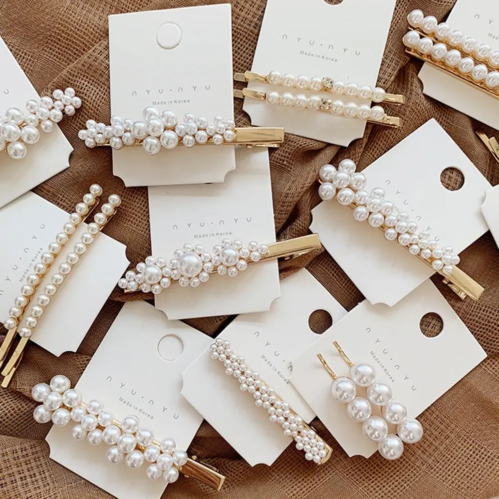 1/2 шт. модная женская заколка для волос с жемчугом металлическая заколка-Пряжка