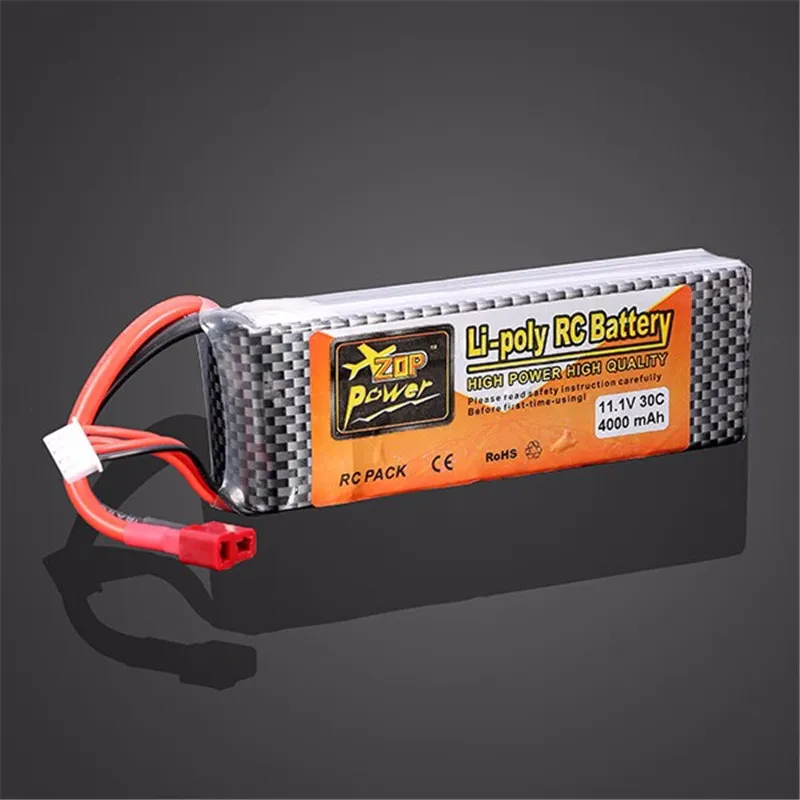 Высокое качество ZOP Power 11 1 В 4000 мАч 30C Lipo Battery T Plug низкое сопротивление батареи