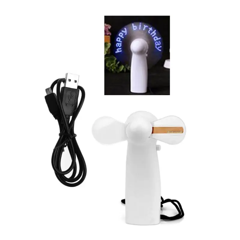 

Portable Handheld Cooling Fan Colorful LED Mini Light Battery Power With Strap