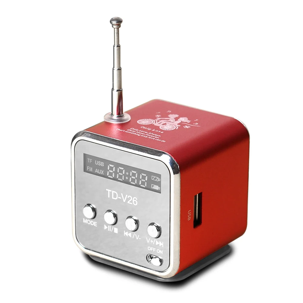 Red TD-V26 мини-радиоприемник Цифровой Портативный радиоприемник FM с USB спикерс для ПК телефона Mp3 музыкальный плеер Поддержка SD/TF карты - Цвет: Red