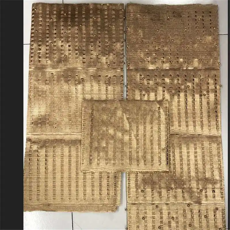 Новый дизайн 2018 Африканский головной убор Aso Oke Винный Цвет с бусинами для