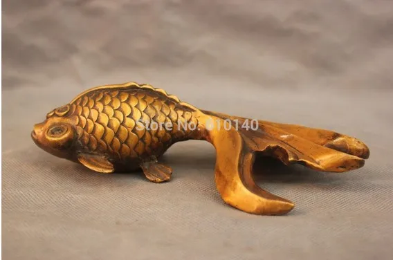 YM 311 8&quot Chinese Pure Bronze Feng Shui Goldfish Fish Blessing Statue | Дом и сад