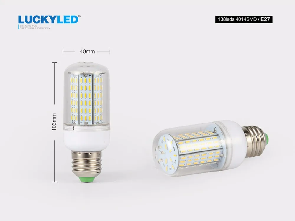 LUCKYLED светодиодный кукурузный светильник лампочка E27 светодиодный светильник 220V SMD4014 36 56 72 96 138 светодиодный s 360 угол люстра Свеча светильник ing лампада светодиодный