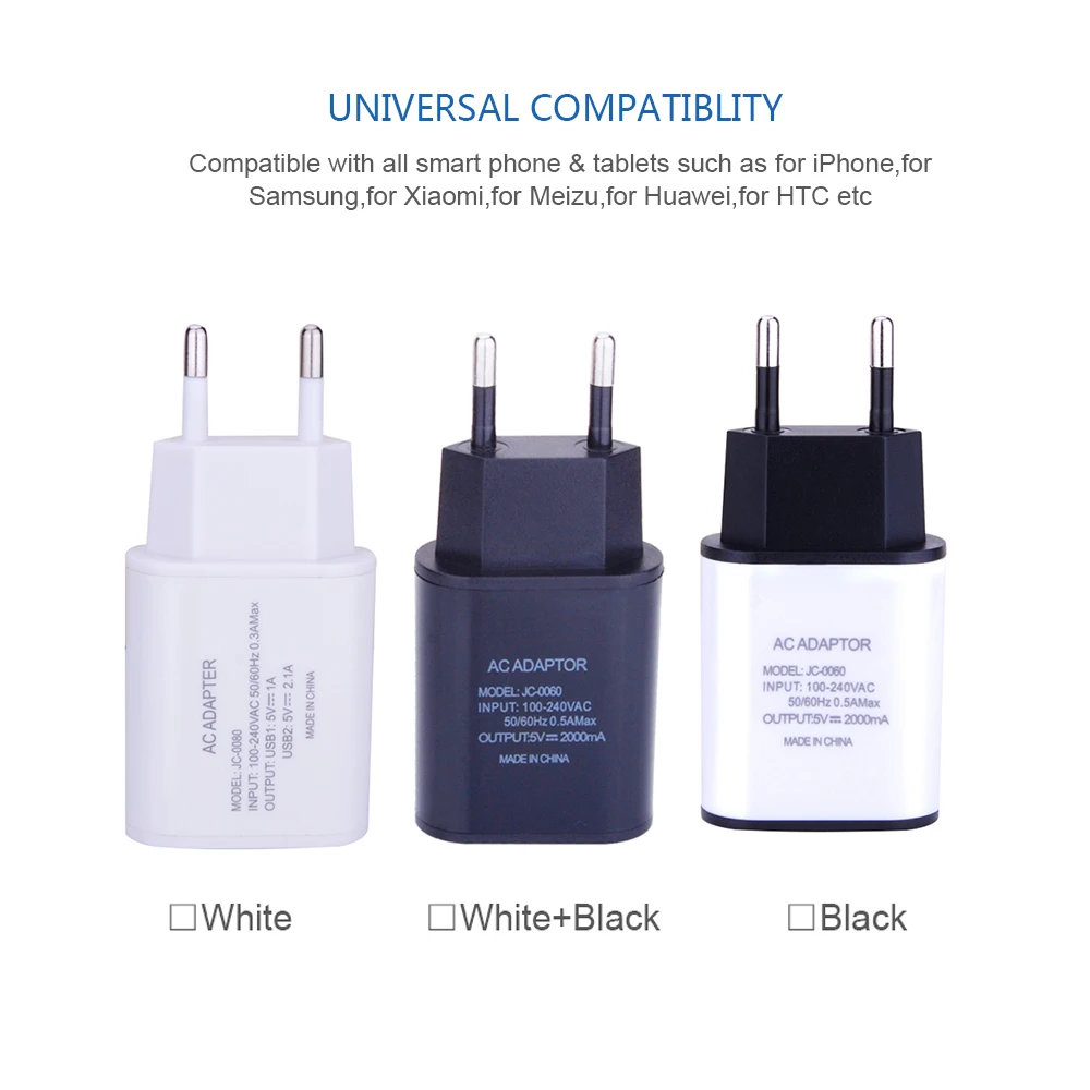Универсальное зарядное устройство для мобильного телефона 5V1A/5V2A USB зарядное устройство для путешествий портативное настенное зарядное устройство для iphone samsung адаптер EU Plug черный/белый