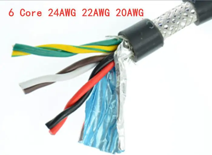 6 Core 24AWG 2 core 4 core 6 core 8 core1 метр 485 провод сигнала связи RVSP Чистая медь экранированная витая пара провода - Цвет: 6 Core