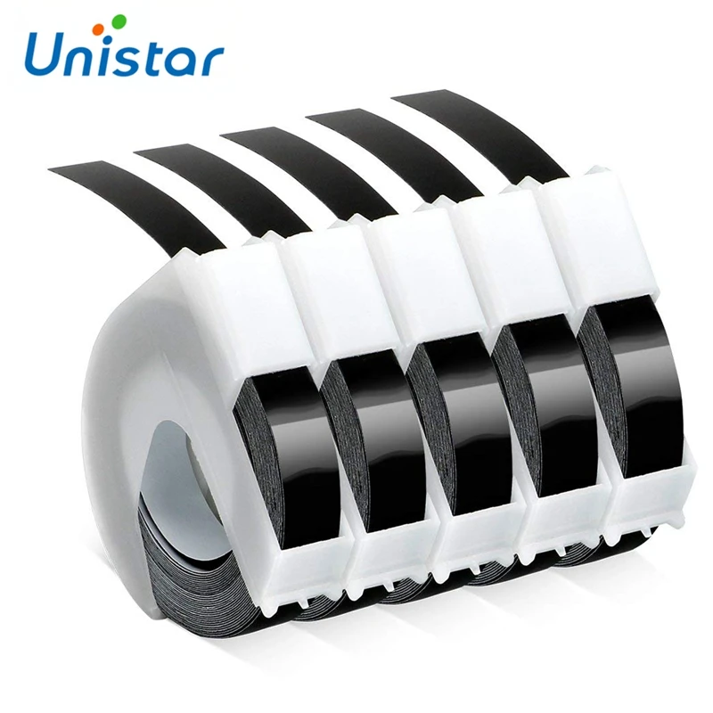 Unistar 5 шт. совместимый с Dymo 3D тиснение пластиковая лента 9 мм * 3 м комбинированный