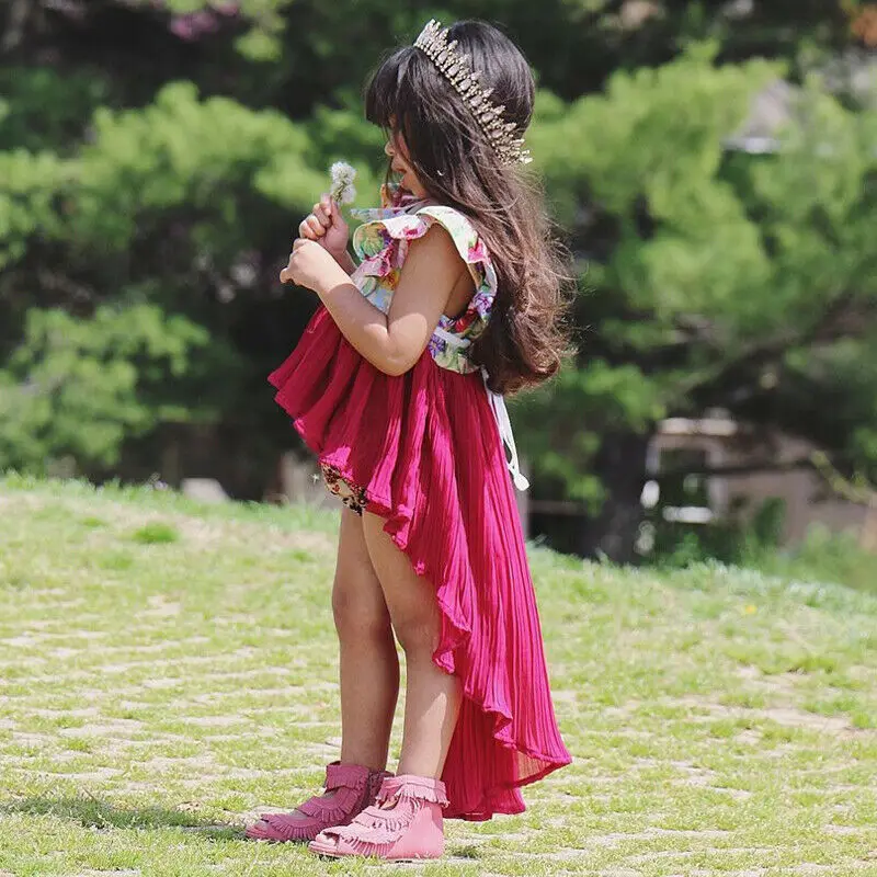 Платье без рукавов для маленьких девочек Нарядный сарафан принцессы с цветочным