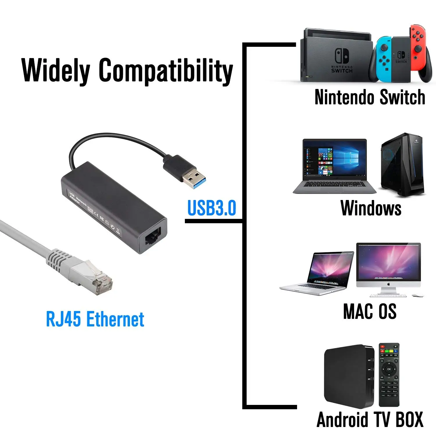 USB 3 0 к RJ45 Ethernet адаптер 10/100/1000 Мбит/с гигабитный LAN для Nintendo переключатель MacBook
