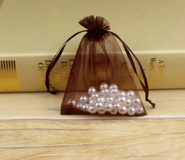 Coffee Brown 10 шт. 15x20 20x30 25x35 30x40 см Сумка из органзы, упаковка для ювелирных изделий, сумки для свадебной вечеринки, демонстрационные сумки для рождественских подарков и мешков - Цвет: Coffee Brown