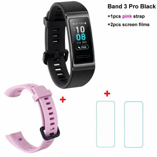 Pro x pink x film Смарт-браслет huawei Band 3/3 Pro, 0,95 дюймов, трекер для плавания, водонепроницаемый, Bluetooth, фитнес-трекер, сенсорный экран - Цвет: Pro x pink x film