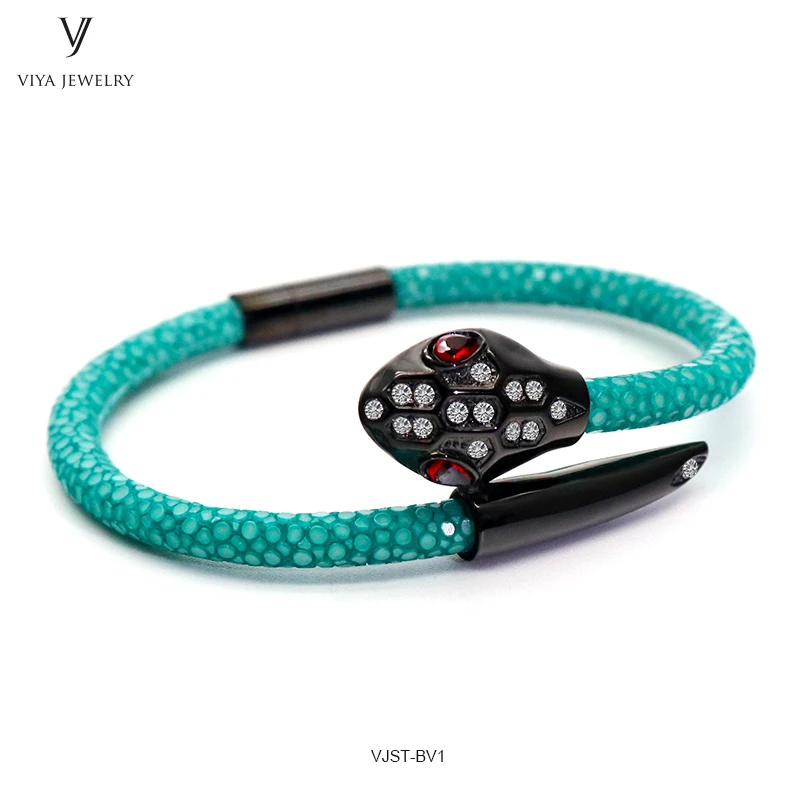 turquoise Новое поступление Оригинальные фиолетовые вонючие змеиные головки Подвески браслет мозаика установка и красные глаза змеиная голова браслеты для мужчин и женщин - Окраска металла: turquoise