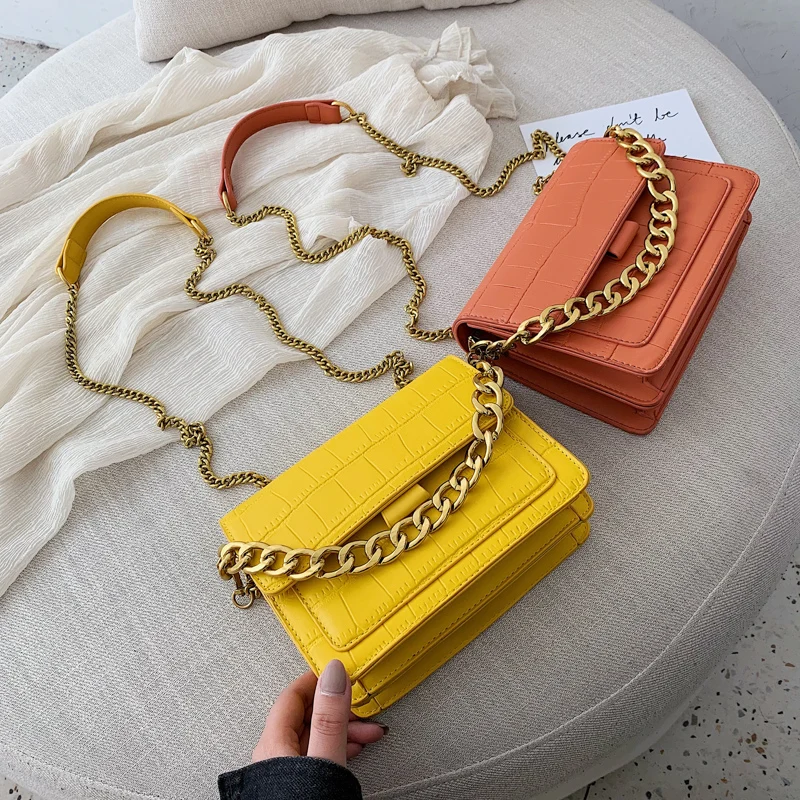 Зеленые сумки с узором крокодиловая кожа дизайнерские через плечо на цепочке для