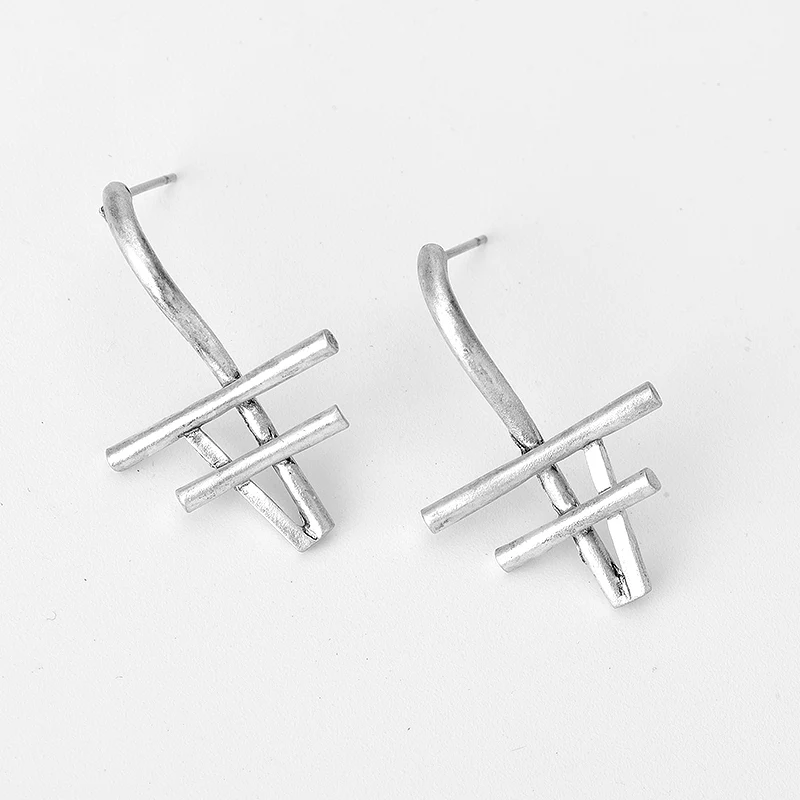 Женские Геометрические выдалбливают серьги гвоздики в ретро стиле из цинкового