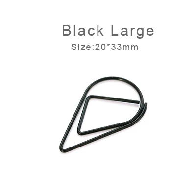 Black Large 50 шт./лот, металлические зажимы в форме капли, золотого и серебряного цвета, кавайные милые закладки, канцелярские принадлежности для офиса и школы - Цвет: Black Large