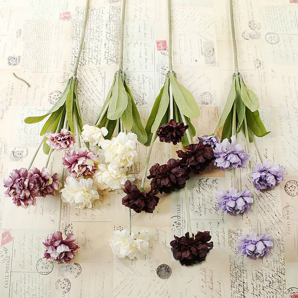 Искусственный цветок гвоздики в европейском стиле 5 головок домашний декор