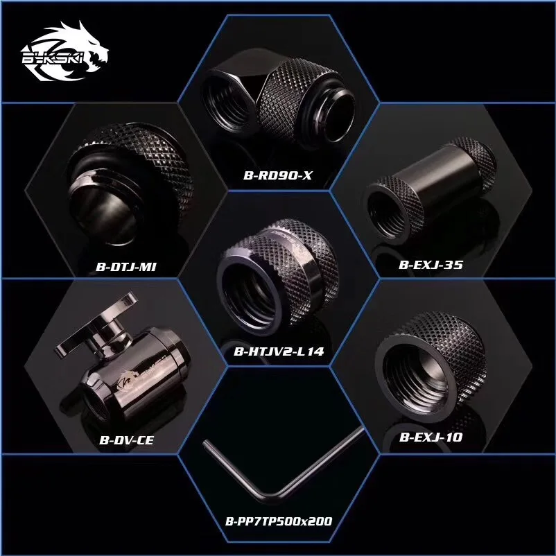 BYKSKI черная версия G1/4 вилка/фитинг шланга/OD14mm фитинг для жесткой