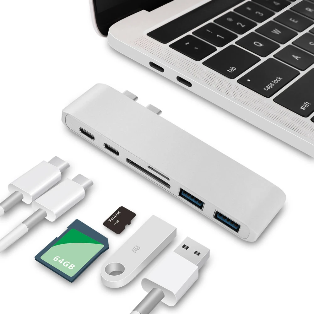 Redlai usb хаб с двумя портами USB C концентратор для SD FT слот ридер 3 0 адаптер MacBook Pro /Air 13
