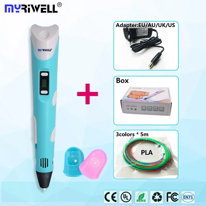 Myriwell 3D Ручка RP-100B ручки 100 м ABS 1.75 мм PLA-волокно 3D печатных ручка 3 D ручка умный ребенок подарок на день рождения модель инструмент для рисования - Цвет: only pen blue