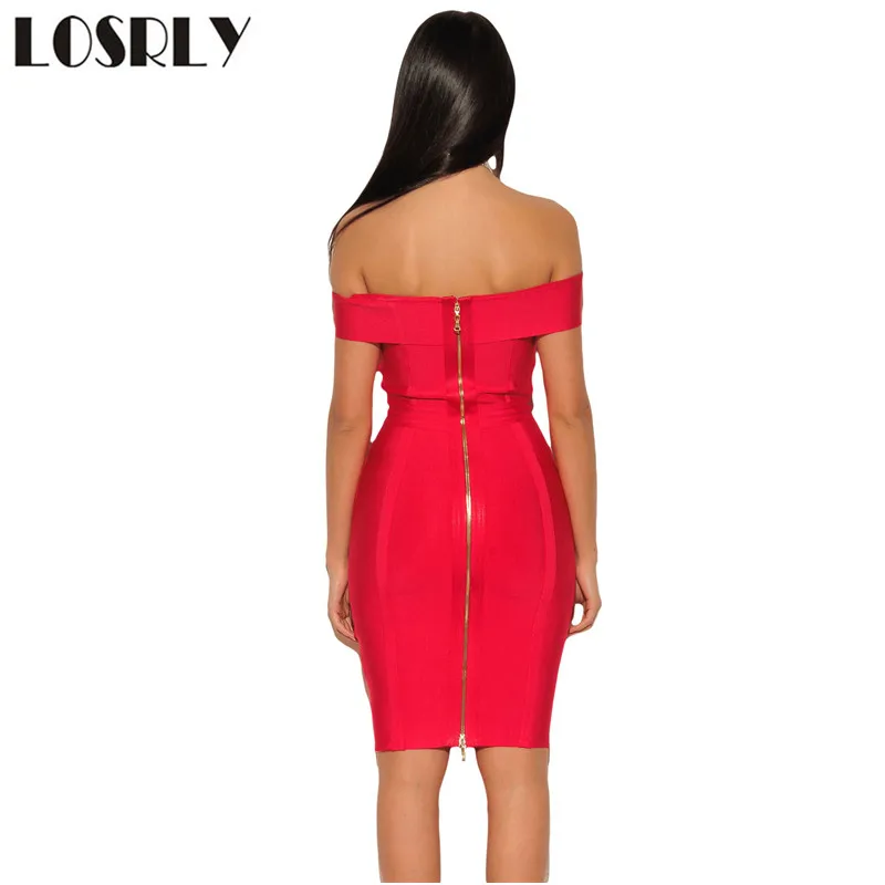 LOSRLY Vestido Феста Красный Выдалбливают Sexy Women Бинты Платье Midi Bodycon Платья 2017 Лето С
