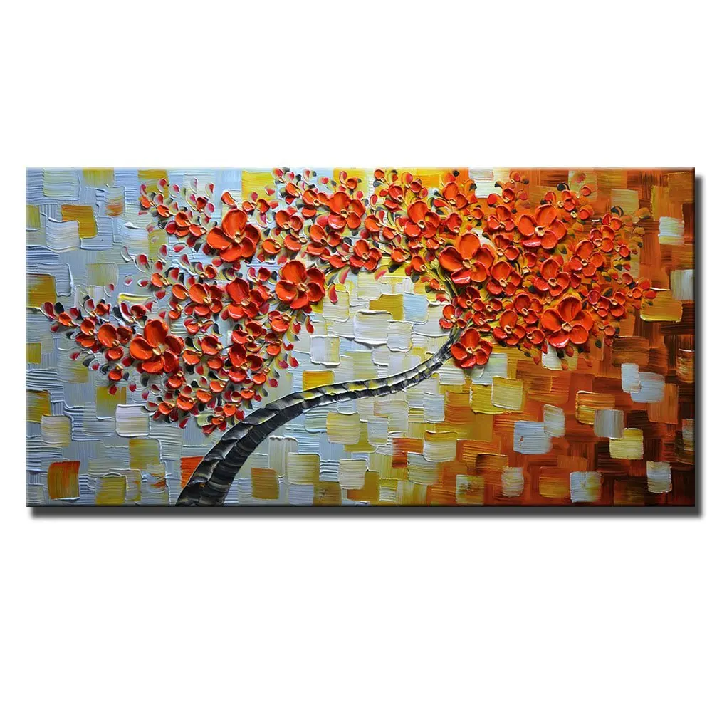 Hand-painted Modern Oil Painting on Canvas Palette knife Colorful 3D Flowers Paintings House living room Decor Wall Art Picture | Дом и сад