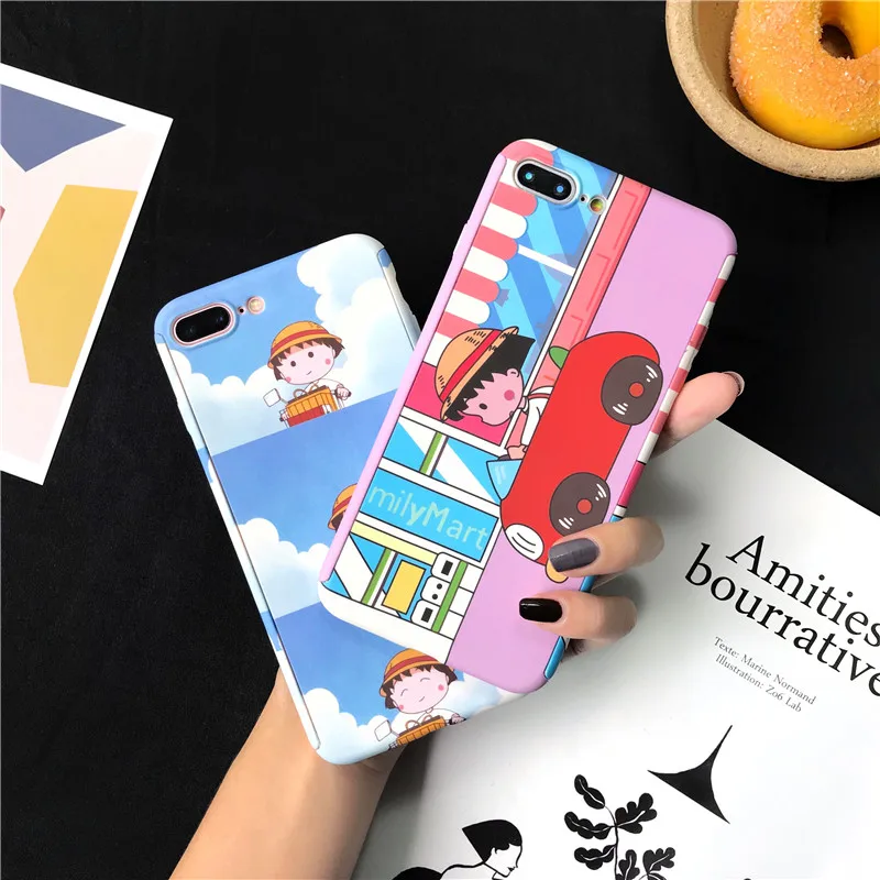 360 градусов полный корпус защитный Телефон чехол для iPhone 7 8 6 6s X XS XR XSMAX Plus Chi-bi Maruko