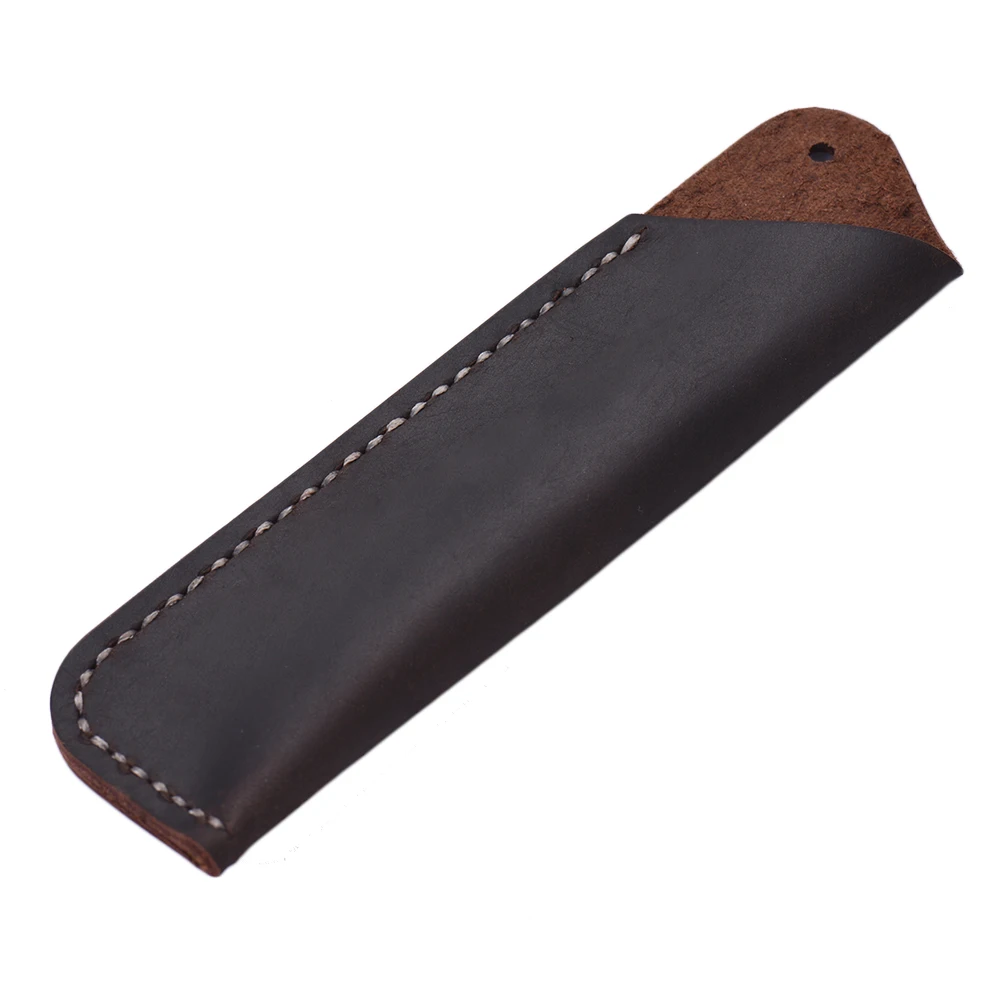 Handmade Retro Vintage Full Grain Leather Pencil Case Pouch Pen Holder Organizer Bag Stationery Gift for Kids Students Artists - Цвет: Dark Brown