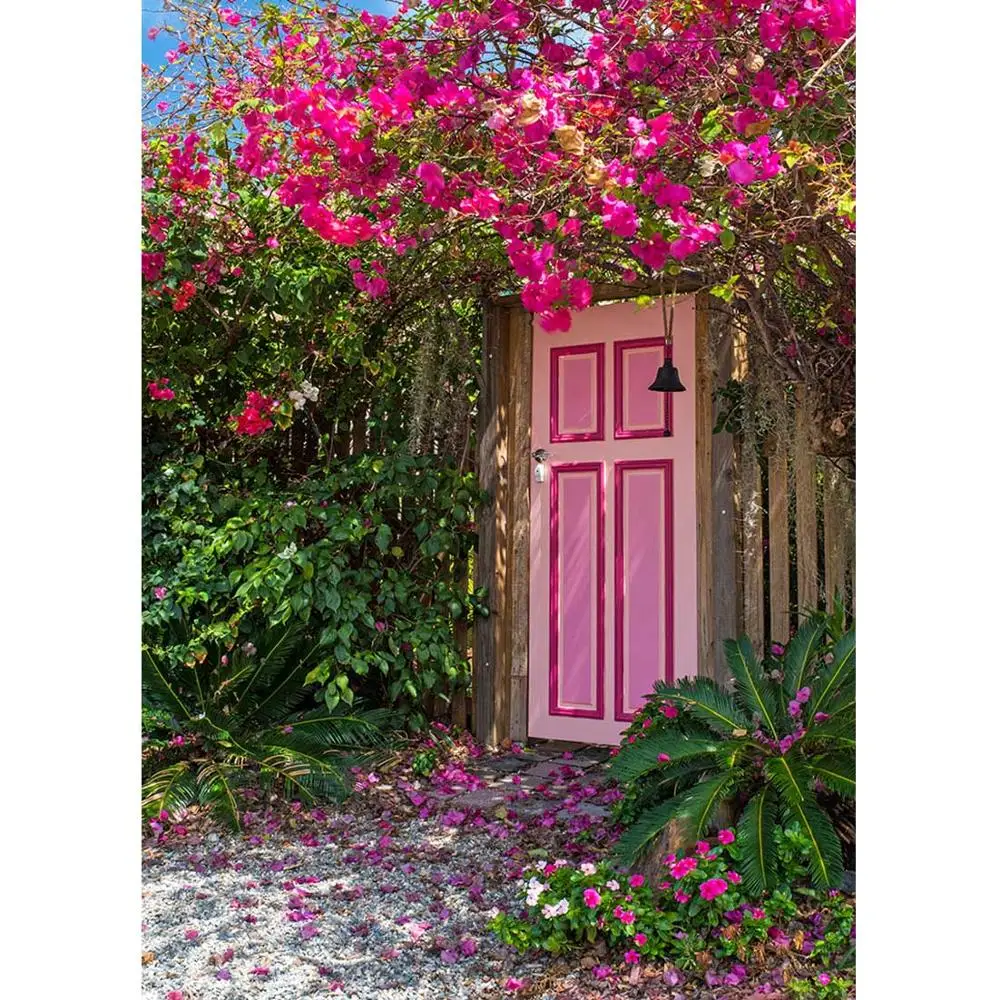 

Pink Door Flowers Petals Photography Backdrop For Photo Studio Custom Vinyl Photo Background Baby Children Portrait Backgrounds