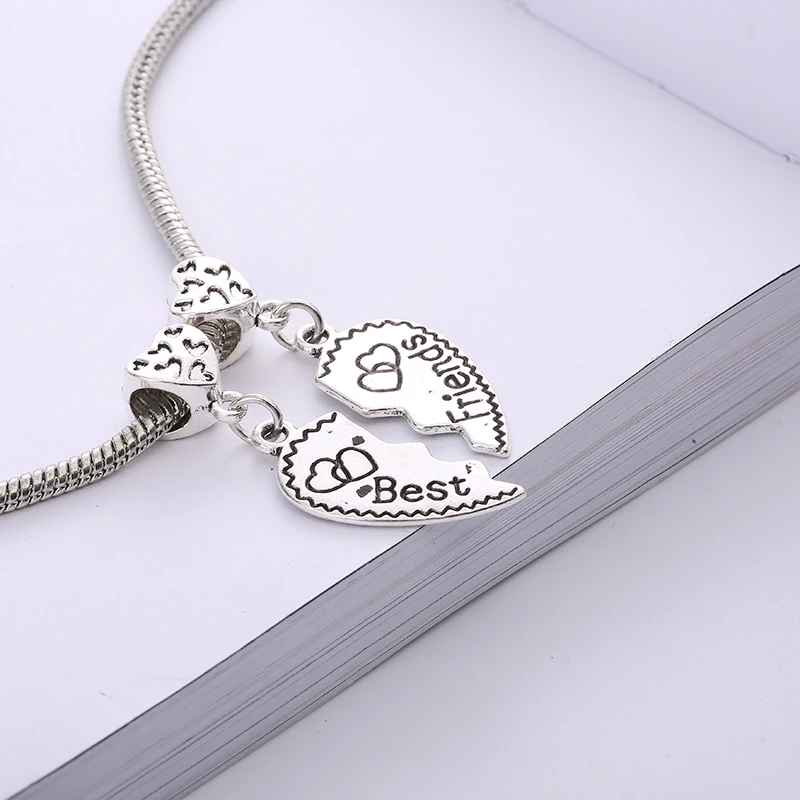 Vintage Silver Metal Best Friend Beads fit Pandora Charms Fashion DIY Accessories Handmade Beads for Jewelry Making