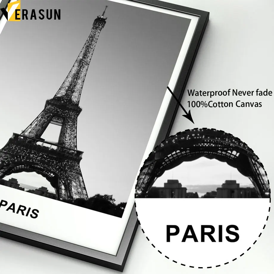 Карта Города Парижа башня листья цитата пейзаж настенная Картина на холсте