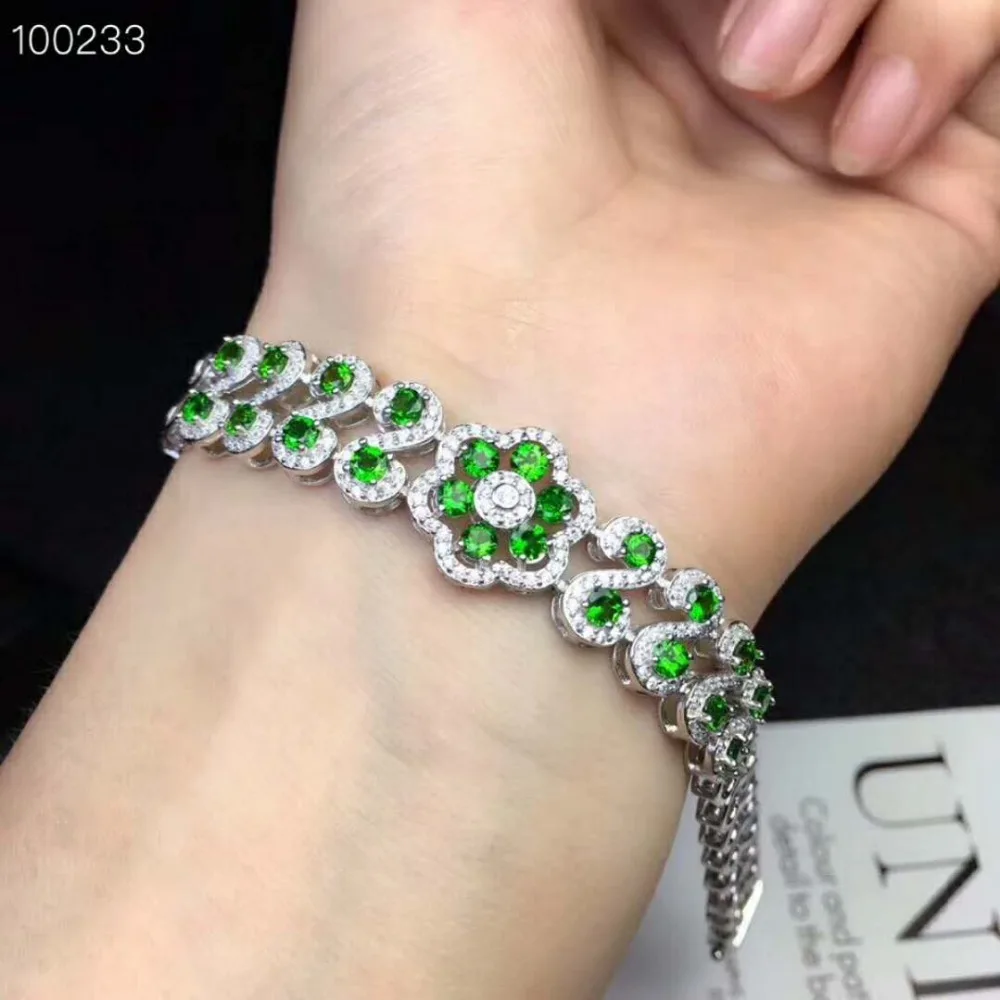 Верность естественно 3 мм браслеты из диопсида s925 серебро роскошные ювелирных