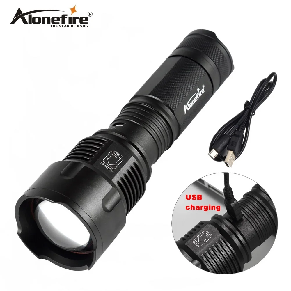 AloneFire USB 26650 фонарик X981 масштабируемый фонарь 3 режима используется батарея или АА