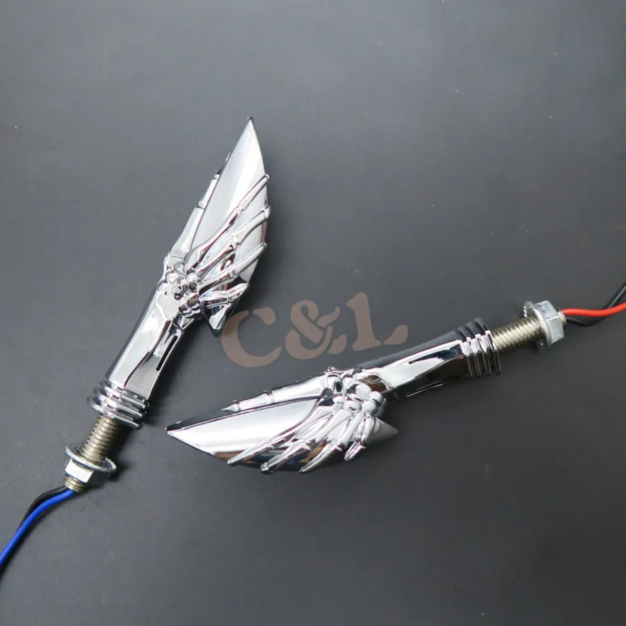 Хромированный мотоциклетный светодиодный поворотный индикатор черепа для Honda