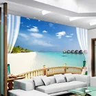 Пользовательские 3D фото обои пляж вид на море большая настенная живопись гостиная диван спальня ТВ обои-фон для декорирования Murale
