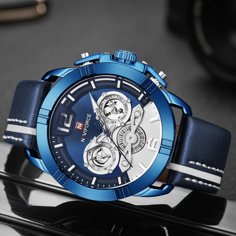 NAVIFORCE роскошные мужские s часы 2019 модные спортивные кварцевые наручные лучший