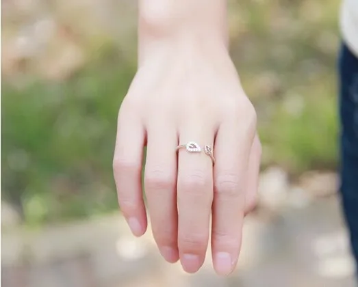 Блестящие Кристальные открытые Регулируемые кольца в форме сердца с полым