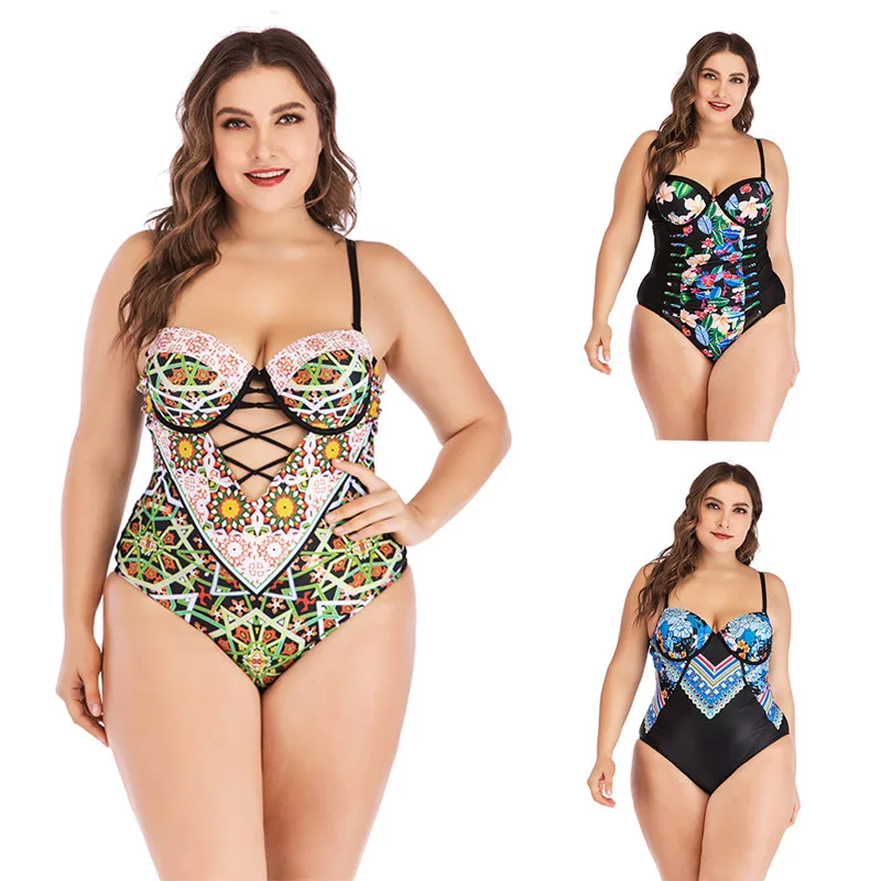 Женский купальный костюм большого размера 4XL свободный купальник бикини с