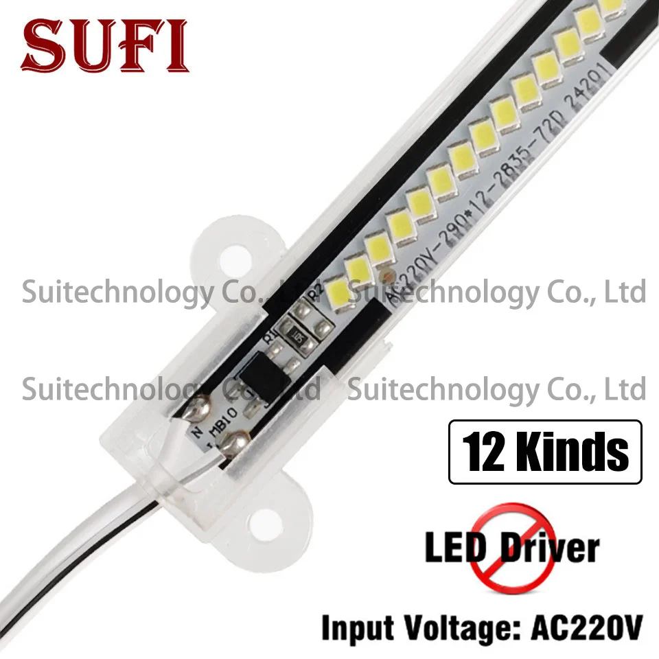 Светодиодная полоса высокой яркости 10 шт. 220 В переменного тока трубка 30 см 40 50 60