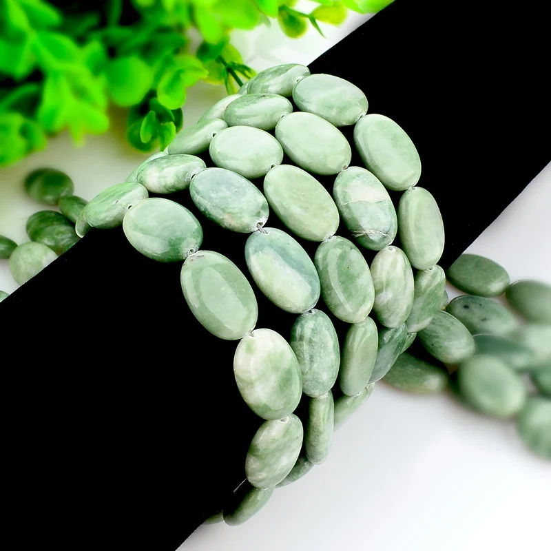 13*18mm 20pcs/strand Natural Stone Beads for Women Bracelet Making Jewelry Green Jade For Handmade DIY E16-L27-13*18 | Украшения и