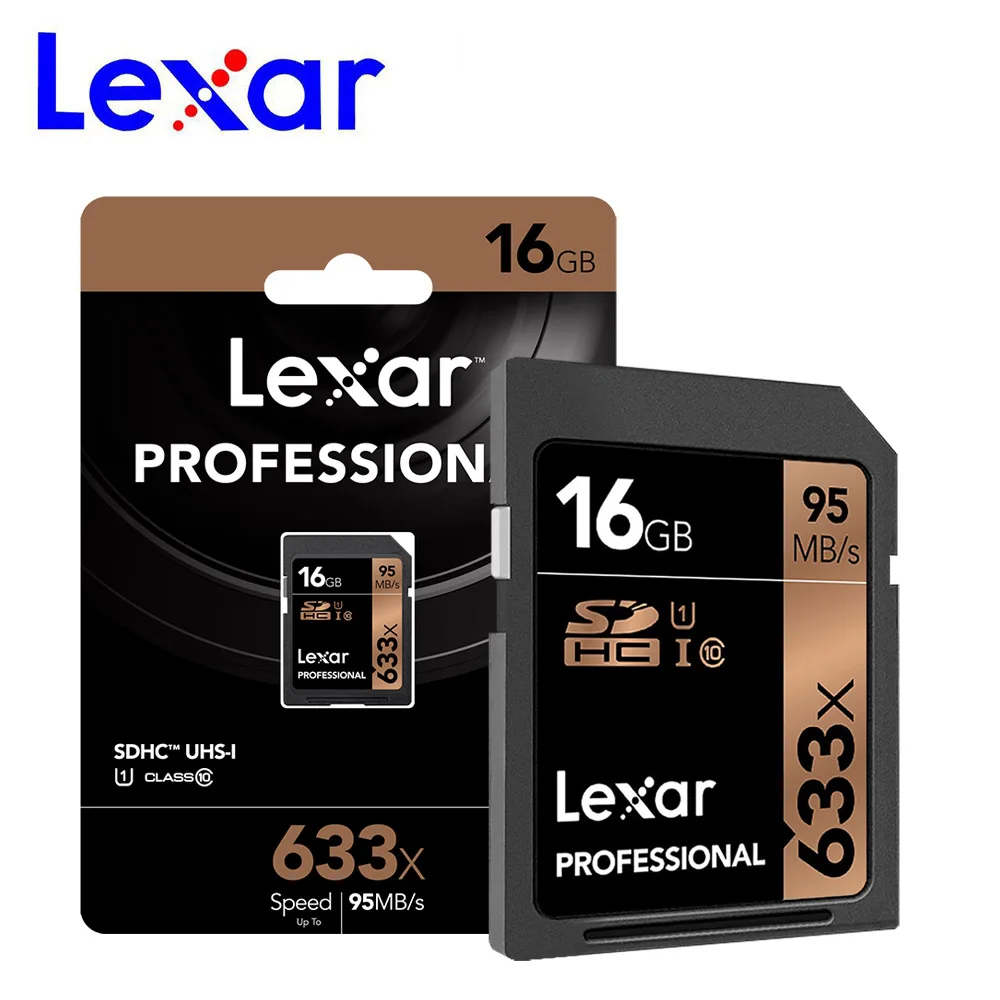 Lexar 633x sd карта, 16 ГБ, 32 ГБ, 64 ГБ, Class10 SD SDHC/SDXC карты памяти sd карты 128 ГБ 256 ГБ 512 ГБ 95 МБ/с. для зеркальной однообъективной камеры/HD камера