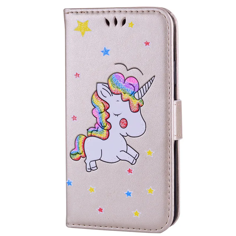 Золотой Чехол Wekays для sony Xperia X F5122 F5121/XA F3112 F3113/XZ F8331 кожаный+ ТПУ мягкий милый мультяшный чехол с единорогом - Цвет: Золотой