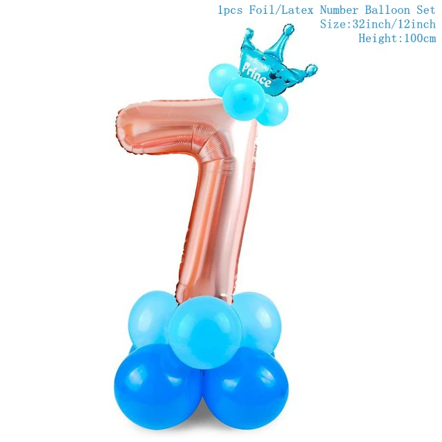 rose blue 7 TAOUP Корона воздушные шары-цифры шариковые аксессуары с днем рождения детей шары на день рождения балон гелиевый декор для детского душа - Цвет: rose blue 7