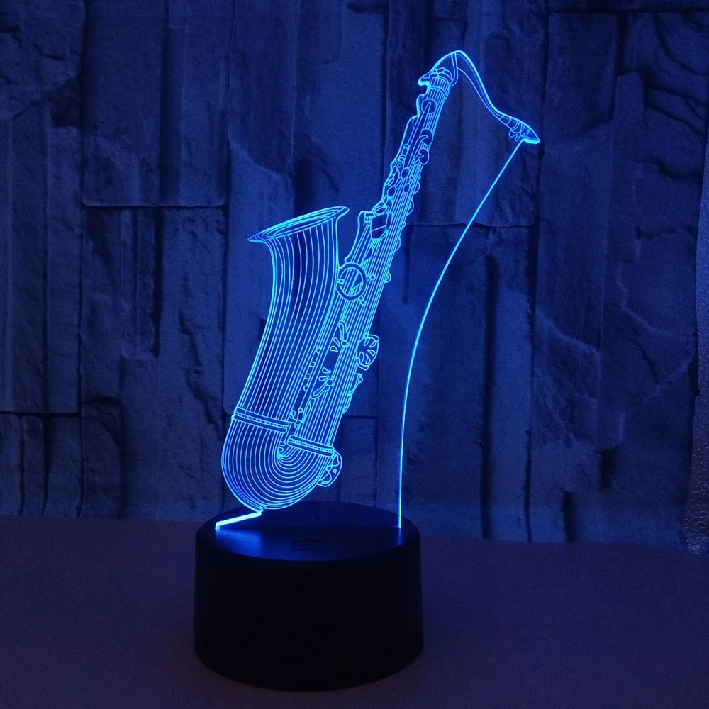 Новый светодиодный 3d светильник льник Sax с логотипом ночник на заказ