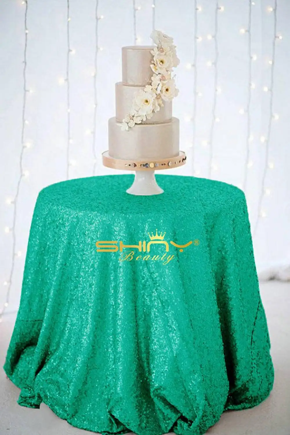 Green ShinyBeauty 108in круглый изменен белый блесток скатерть Shimmer круглый стол Лен для Свадебная вечеринка Shipping-927k - Цвет: Green